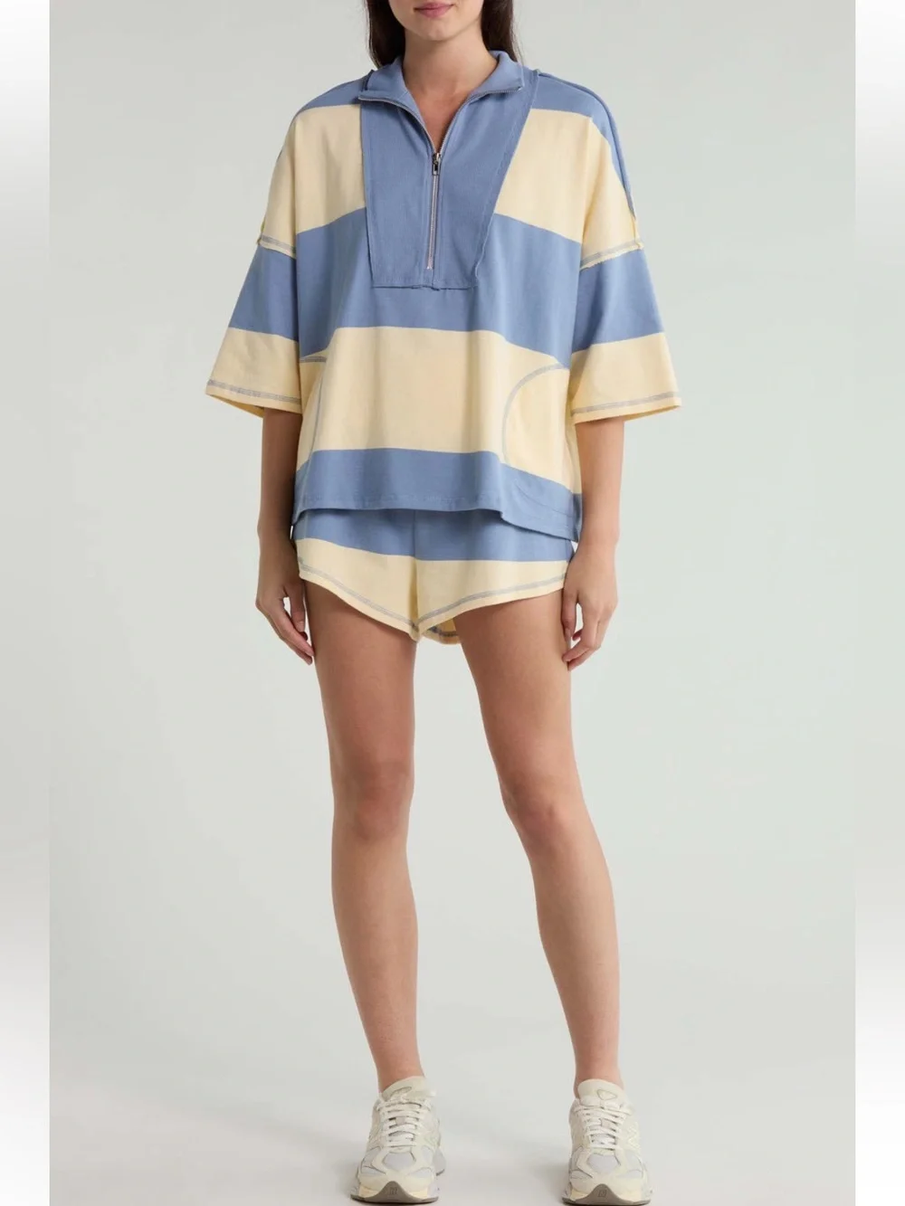 NWT Free People Retro Rugby set in yellow and blue